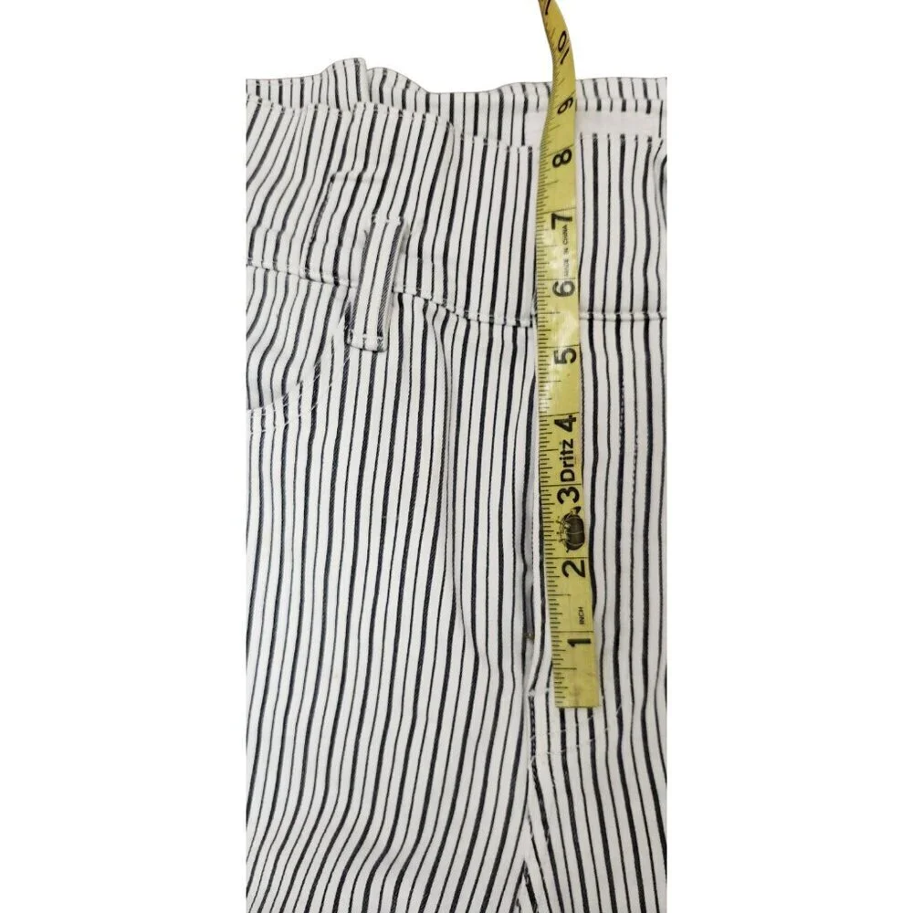 Frame Jeans Womens Size 28 Black White Railroad Stripe Belted Pleated Paperbag - Picture 10 of 11